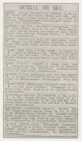 Newspaper Clip advertising Winter Comforts Newspaper Clip