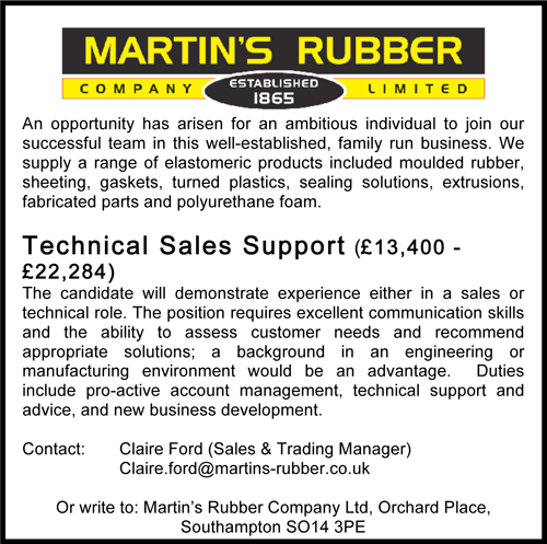 Martins Rubber Technical Sales Support Vacancy